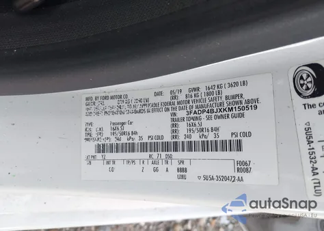 2019 Ford Fiesta Se z USA, uszkodzony, nr VIN 3FADP4BJXKM150519